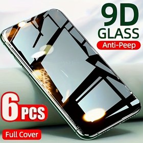 Resim 6'lı Paket 9D Gizlilik Koruyucu Temperli Cam Ekran Koruyucu, Tam Kapsama Alanı - iPhone 7/8 Plus/X/XR/XS Max/11/12/14/15/16 Pro Max Uyumlu 