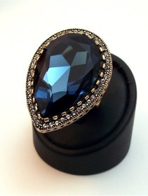 Resim Asinagumus Safir Damla Elmas Montür Yüzük Sevgiliye Hediye Gümüş 