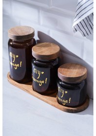 Resim Acar Pierre Akasya Kapaklı Kavanoz Seti Kahverengi 