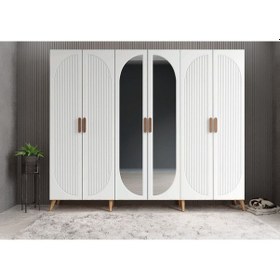 Resim Monet Membran 6 Kapaklı Portmanto Montaj Dahil Çam Beyaz 210 Cm 