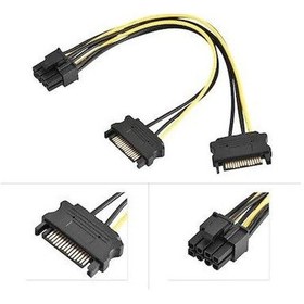 Resim 2x SATA to 6+2 Pin 8 Pin Ekran Kartı Güç Çevirici Dönüştürücü 18 AWG Kablo 20 CM 