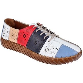 Resim Pullman Hakiki Deri Comfort Kadın Ayakkabı Mx-6030 Beyaz Multi-beyaz Multi 