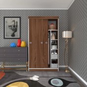 Resim Kenzlife gardırop sürgülü kapaklı kapılı 100 papatya cvz gardolap dolap 