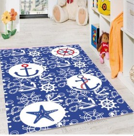 Resim Halıportalı Çocuk Odası Halısı Makinede Yıkanabilir I-B-987 Mavi 
