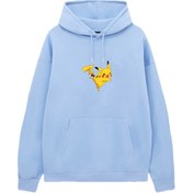 Resim VENHENA Pokemon Pikachu Bebe Mavi Kapüşonlu Sweatshirt - Hoodie 