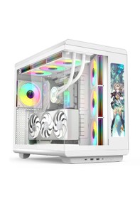 Resim Gametech Vision Lcd 7 Argb Fanlı Beyaz Gaming Kasa 