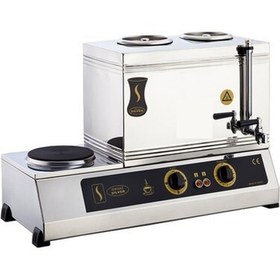 Resim eurofaz Işıkgaz Silverinox 40 Lık Elektrikli 30 Litre 2 Demlikli Çay Kazanı SLVR-2081 