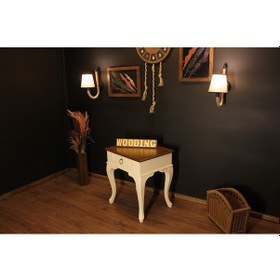 Resim Wooding Masif Ceviz Krem Komodin - Yan Sehpa 