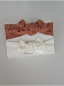 Resim swan butik Kız Bebek Çocuk Bandana Toka Seti 2'li Krem Kahve Desenli Ribana 