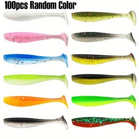 Resim 100 Adet 4cm 0.5g Mini Yumuşak Balık Yemi, T-Kuyruk Solucan Yem, Silikon Yapay Yem, Levrek ve Turna Balığı Av Malzemesi 