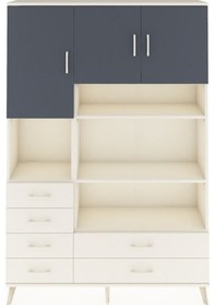 Resim Arges Dolap 9 Raflı 6 Çekmeceli 3 Kapaklı 132x30x195 Aytaşı-antrasit/aytaşı Antrasıt/aytası 