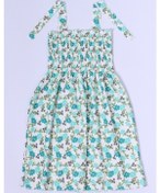 Resim Kız Çocuk Askılı Elbise Çiçek Desenli B35 Hcm00119 Yeşil - Beyaz 