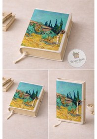 Resim Kitap Kılıfı Ve Metal Kitap Ayracı Seti Van Gogh Kulübeler 