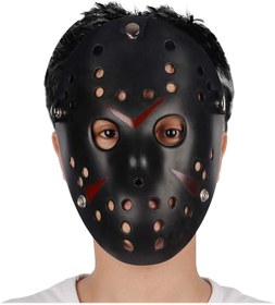 Resim azrlyaonline Siyah Renk Kırmızı Çizgili Tam Yüz Hokey Jason Maskesi Hannibal Maskesi (5224) 