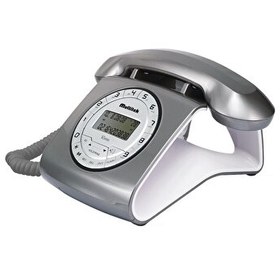 Resim Multitek Retro Özel Tasarımlı Gri Kablolu Masa Telefonu 