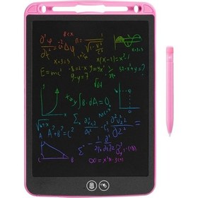 Resim 12 İnç Lcd Çizim Tableti Taşınabilir Dijital Yazı Pedi Lcd Renkli Ekran Kısmen Silinebilir Çizim Pedi Kalemli Pembe 