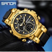 Resim Oldfriend Sanda Erkek Spor Dijital Kronograf Alarmlı Su Geçirmez Mavi Siyah Saat Black Golden Diğer 