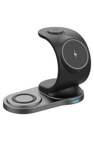 Resim S-Link Swapp Sw-cwf110 Telefon Kulaklık Akıllı Saat 15w 3 In 1 Magsafe Siyah Kablosuz Şarj Cihazı 