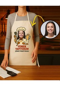 Resim Kişiye Özel Karikatür Fotoğraflı Mutfak Önlüğü Terapi Pahalı Krem 