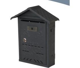 Resim HDF Çatılı Posta Kutusu Metal Dış Mekan Apartman ve Müstakil Ev Tipi Isimlikli - 31X24X9 cm 