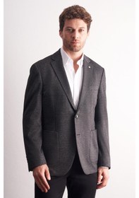Resim İmza Siyah Mono Yaka Kendinden Desenli Esnek 6 Drop Comfort Fit Classic Ceket 1002255155 Siyah 