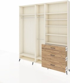 Resim Arges Dolap 9 Raflı 3 Çekmeceli 3 Askılı 220x30x243 Aytaşı-aytaşı/çam Aytası/atlas Çam 