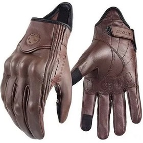 Resim Tenfowee Suomy Su14 Retro Deri Moto Eldiveni - Keçi Derisi, Dokunmatik Ekran, Antidekran, Unisex, Kahverengi M 