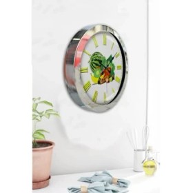 Resim Bahat Krom Çerçeveli Salon Ofis Duvar Saati 36 cm 
