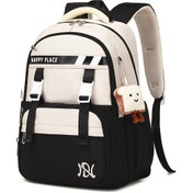 Resim Folinda Kadınlar İçin Nylon Çanta, 35l Büyük Kapasite, Omuz Stresi Azaltıcı Askılı Tasarım, Çift Yan Cepler, Organize Bölmeli Üniversite/ortaokul Sırt Çantası Siyah Çok Renkli 