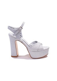 Resim Dagoster Dza07-337350 Gümüş Simli Tek Bant Platform Topuklu Kadın Ayakkabı 001 