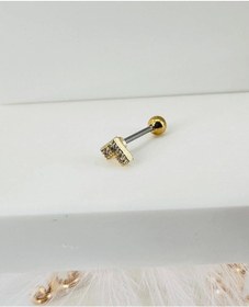 Resim Zirkon Taşlı Uç Kısmı : Pirinç Kıkırdak Bar Uzunluğu : 6 Mm / Bar Kalınlığı 0.8 Mm / Top Boyu 3 Mm - Pt0008-1 Altın 
