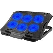 Resim Blackbird Game Center Gaming Mavi Led Işıklı 6 Fanlı 7 Kademeli Notebook Soğutucu Stand X6B 