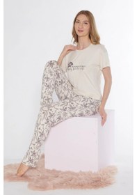 Resim Kısa Kol Viskon Pijama Takımı Flz 88-118 Taş 