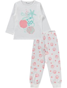 Resim Civil Girls Deniz Kabuğu Desenli 2-5 Yaş Pijama Takımı - Kırık Beyaz - Kırık Beyaz / 3-4 Yaş 
