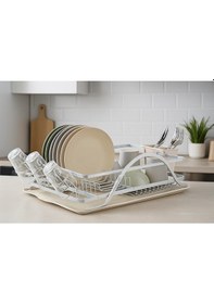 Resim Deco Alüminyum Bulaşıklık Paslanmaz Bardak Tabak Kurutma Sepeti Gümüş 