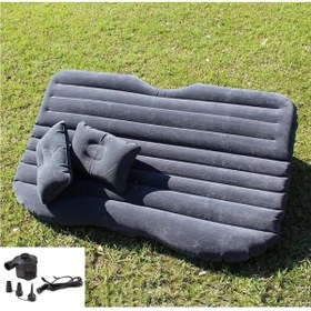 Resim caraks Araba Koltuğu Yatağı Otomobil Arka Koltuk Için Şişme Yatak Komprösörlü Şaft Destekli Siyah Renk 