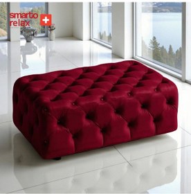 Resim Smarto Relax Puf Guarda Ayaksız Kapitoneli Dekoratif 80x40x45 Cm Kırmızı Kırmızı 