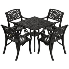 Resim İstanbul Kare Masa 4 Lü Cunda Sandalye Siyah 