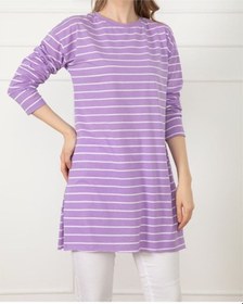 Resim Sevgi Butik Elfida Çizgili Tunik Lila 