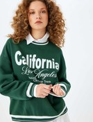 Resim Şardonlu Kolej Baskılı Biyeli Oversize Sweatshirt 