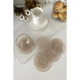 Resim Emtory Home Model Havana | 6 Adet Fincan Yanı Sunum Peçetesi - Cappuccino Kokteyl Peçetesi 