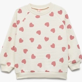 Resim Kız Bebek Kalp Desenli Uzun Kollu Bisiklet Yaka Sweatshirt 