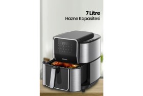 Resim Goldmaster Gloria 7 Litre Inox Geniş Hazneli Xxl Dokunmatik 8 Ön Ayarlı Airfryer Sıcak Hava Fritözü GM8405 