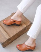 Resim Fast Step Hakiki Deri Taba Kadın Rahat Ve Şık Dolgu Topuk Terlik 972za1001 