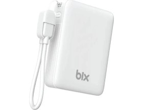 Resim Bix PB116 10000MAH PD20W Hızlı Şarj Dahili Type-C Kablolu Mini Powerbank LED Ekranlı Type-C & Usb-A Beyaz 