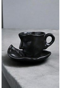Resim Mithra Life 110 Ml Yüz Şekilli Seramik Siyah Fincan Takımı Mıt1183 Siyah 