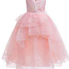 Resim Kızlar için Pembe Parıltılı Payetli Prenses Elbise, Çiçek Desenli ve Tüll Etekli - Kollu Olmayan Orta Boy Parti Elbisesi, Doğum Günüler, Düğünler, Paskalya - Tüm Mevsimler İçin Kız Elbisesi, Kızlar İçin Elbiseler, Doğum Günü Kıyafeti, Zarif El Sanatları 