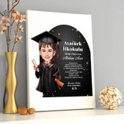 Resim Karikatürlü Erkek İlkokul Öğrencisi Mezuniyet Kanvas Tablo 