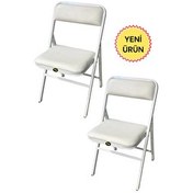 Resim Hey Modüler Mobilya Beyaz 2'li Katlanır Piknik Kamp Sandalyesi 