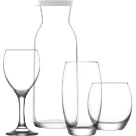 Resim Lav Bade Cam Çeyiz Seti 19'lu (1 Karaf, 6 Kırmızı Şarap Kadehi, 6 Meşrubat Bardağı, 6 Su Bardağı) 